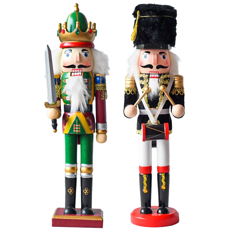 Schiaccianoci Di Natale In Legno Con Tamburo – Marionetta Decorativa 30 Cm, Fatto A Mano