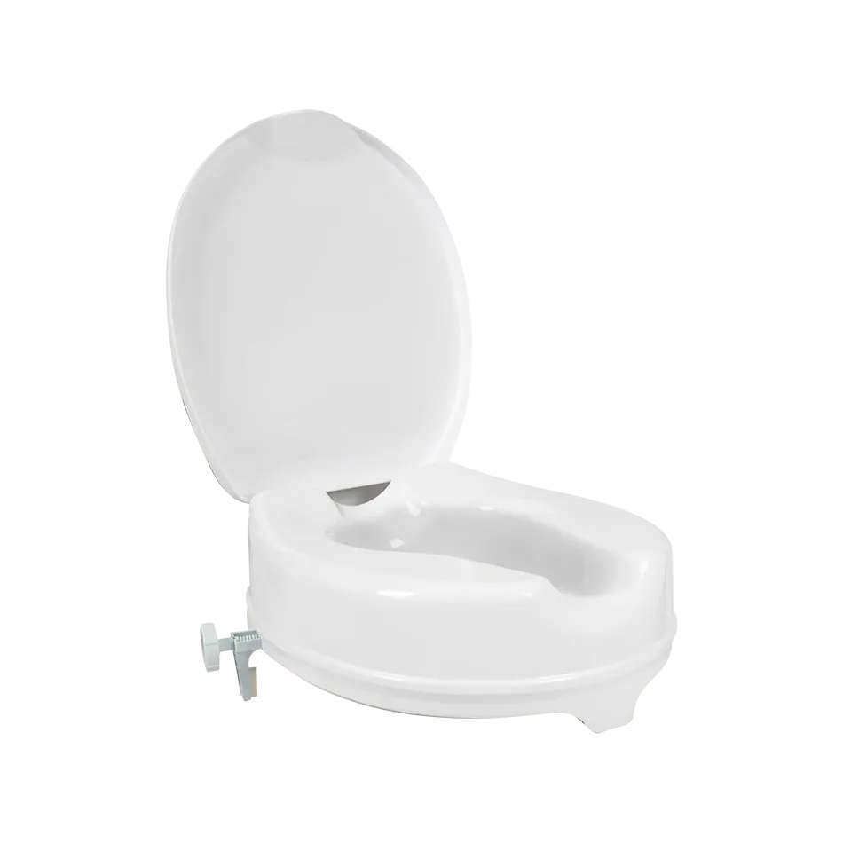 Rialzo wc anatomico con copriwater con sistema di fissaggio laterale // Go Dado
