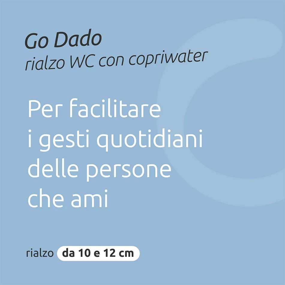 Rialzo wc anatomico con copriwater con sistema di fissaggio laterale // Go Dado