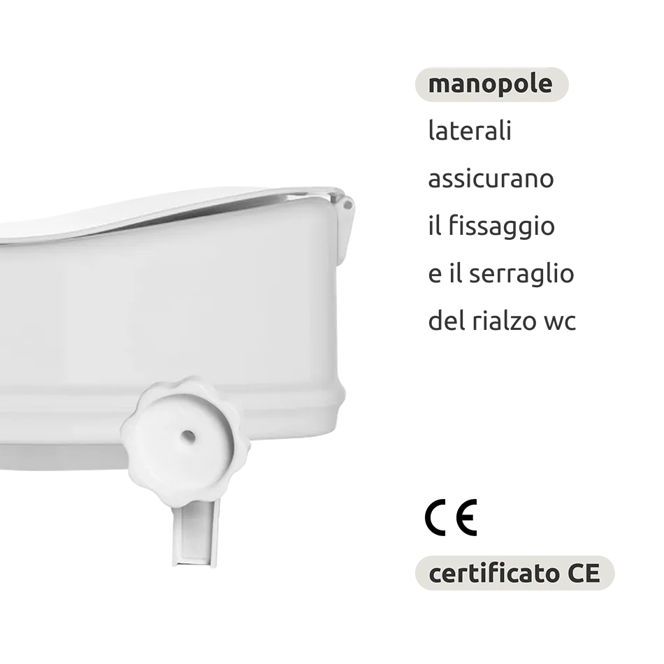 Rialzo wc anatomico con copriwater con sistema di fissaggio laterale // Go Dado