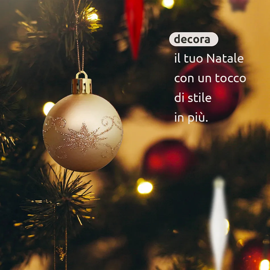 Palline di Natale e decorazioni da 30 a 90 mm, rosso e bianco con puntale // Set 58 Pezzi