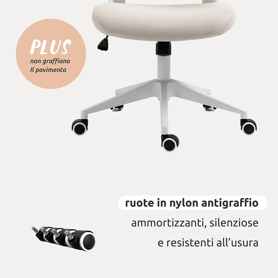 Sedia da ufficio girevole a 360°, altezza regolabile da 44 a 54 cm, tessuto beige teddy, rotelle, 66x64x87 cm | Leroy Merlin Sedia da ufficio girevole a 360°, altezza regolabile da 44 a 54 cm, tessuto beige teddy, rotelle, 66x64x87 cm | Leroy Merlin