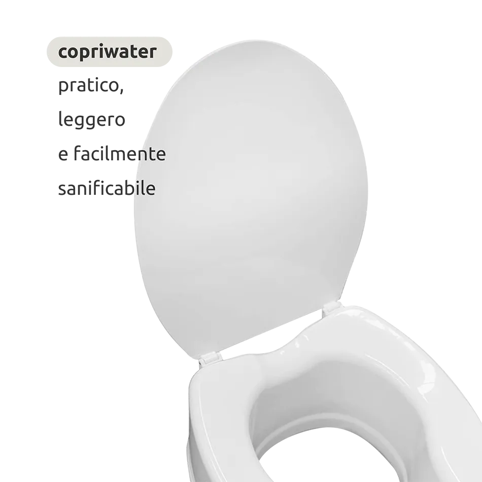 Rialzo wc anatomico con copriwater con sistema di fissaggio laterale // Go Dado