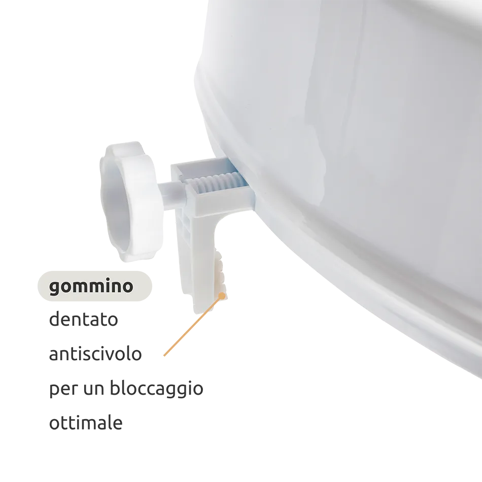 Rialzo wc anatomico con copriwater con sistema di fissaggio laterale // Go Dado