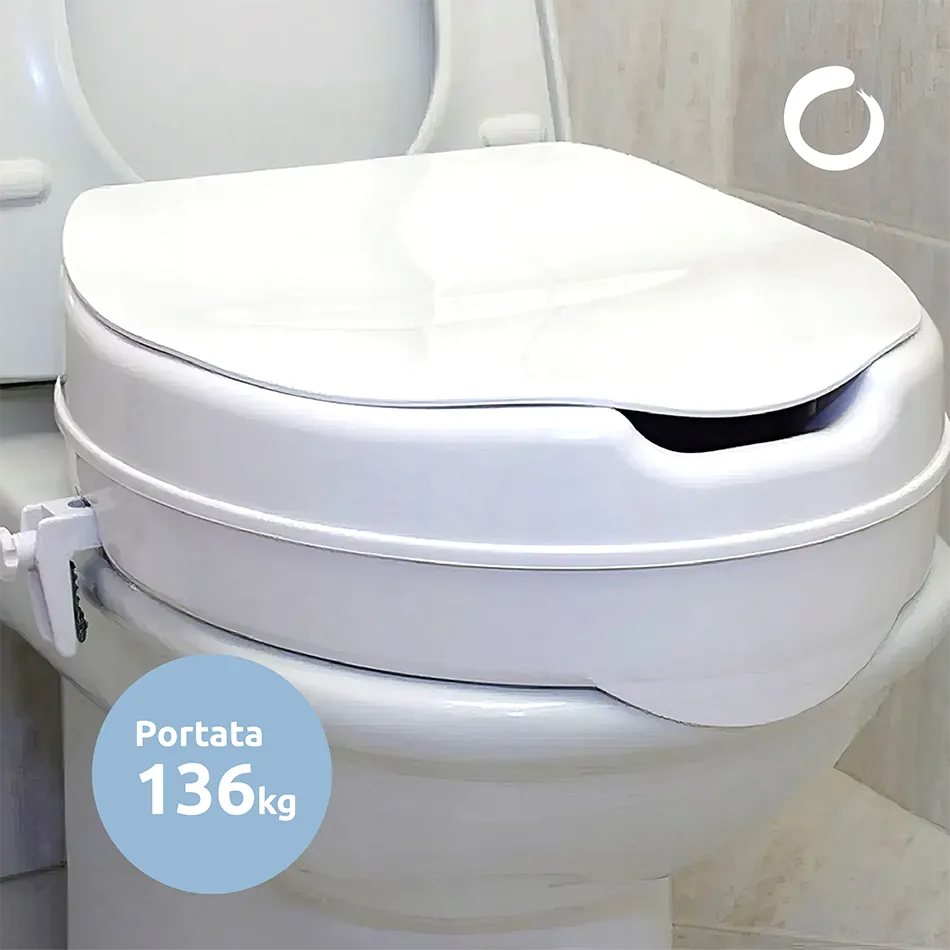 Rialzo wc anatomico con copriwater con sistema di fissaggio laterale // Go Dado