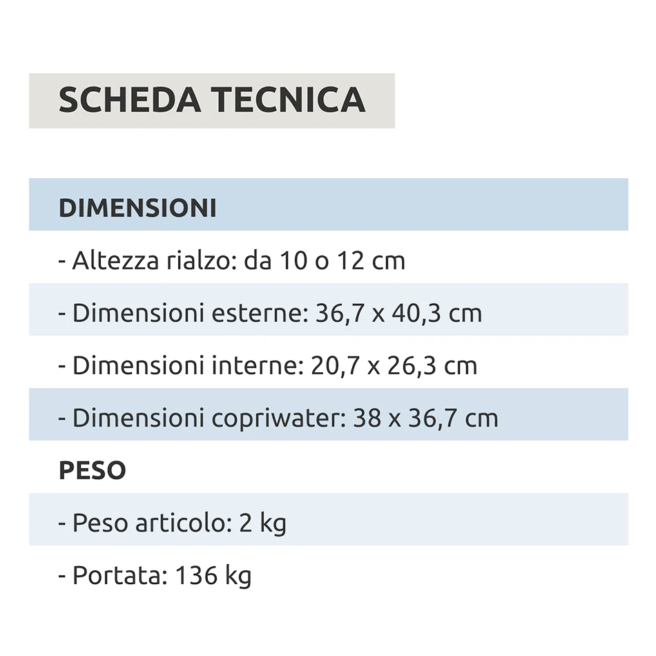 Rialzo wc anatomico con copriwater con sistema di fissaggio laterale // Go Dado