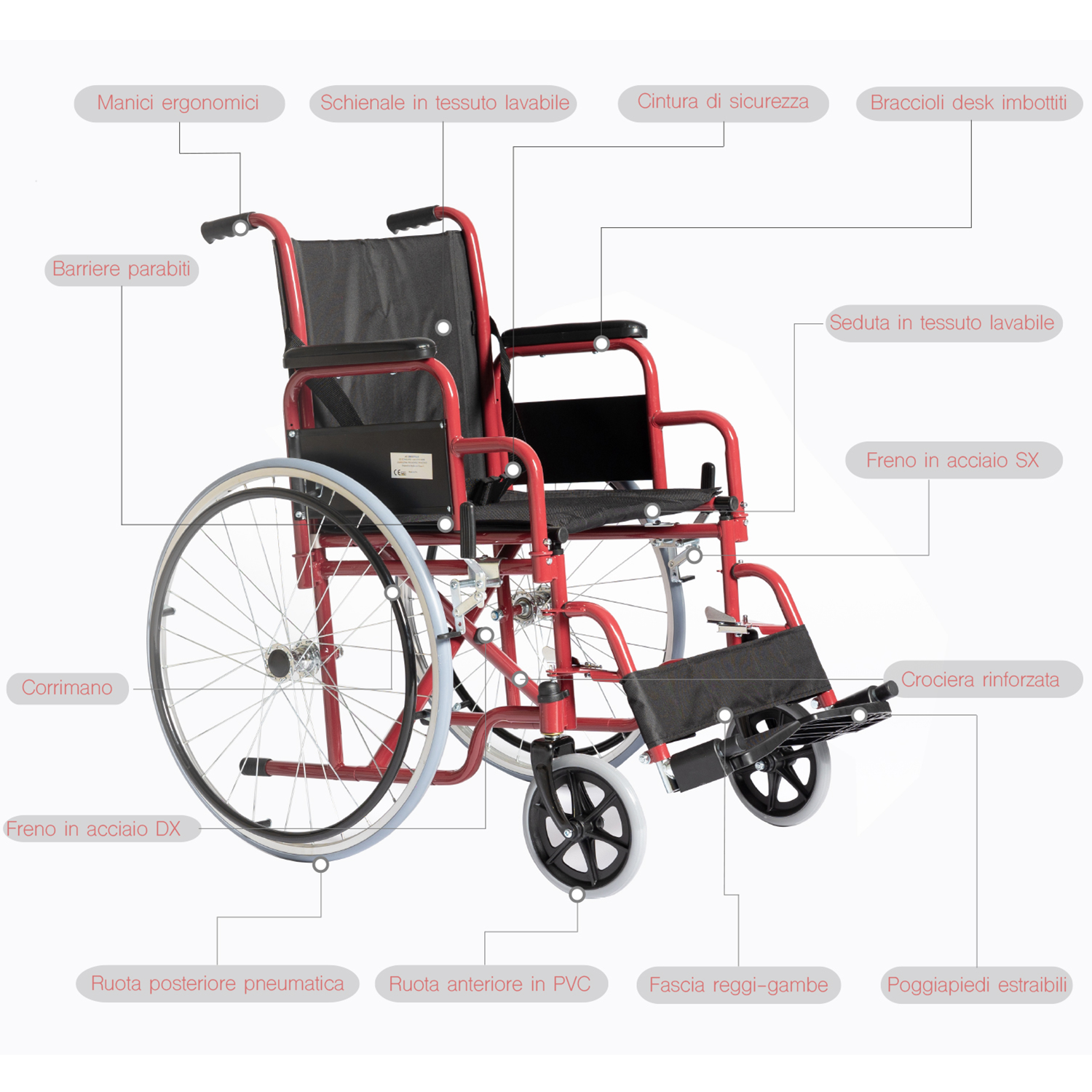 Autospinta Dimensioni Sedia A Rotelle Sedia A Rotelle Pieghevole