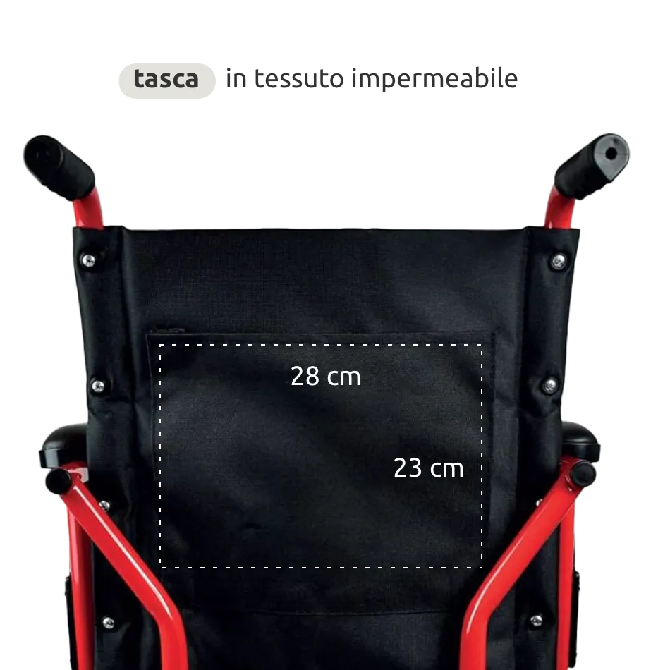 Carrozzina pieghevole passaggi stretti 50 cm // Go Street rossa