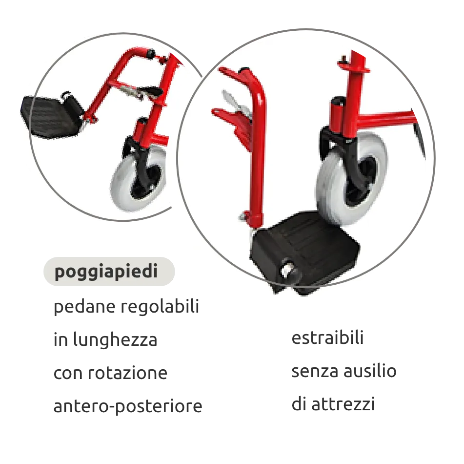 Carrozzina pieghevole passaggi stretti 50 cm // Go Street rossa