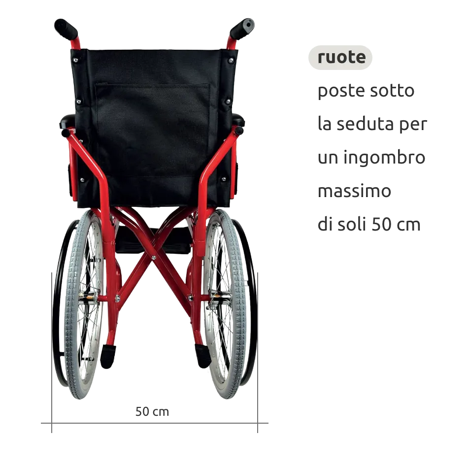 Carrozzina pieghevole passaggi stretti 50 cm // Go Street rossa
