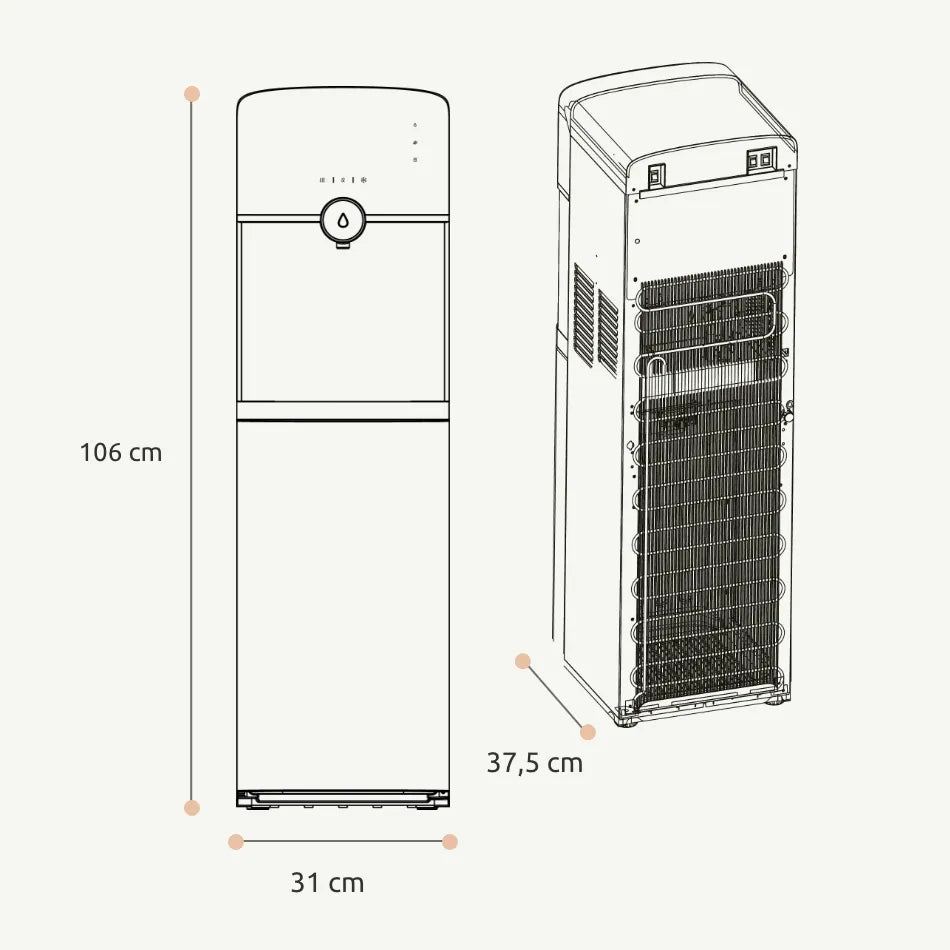 Distributore acqua 3 temperature, 1 erogatore, carica dal basso, controllo touch // NEW