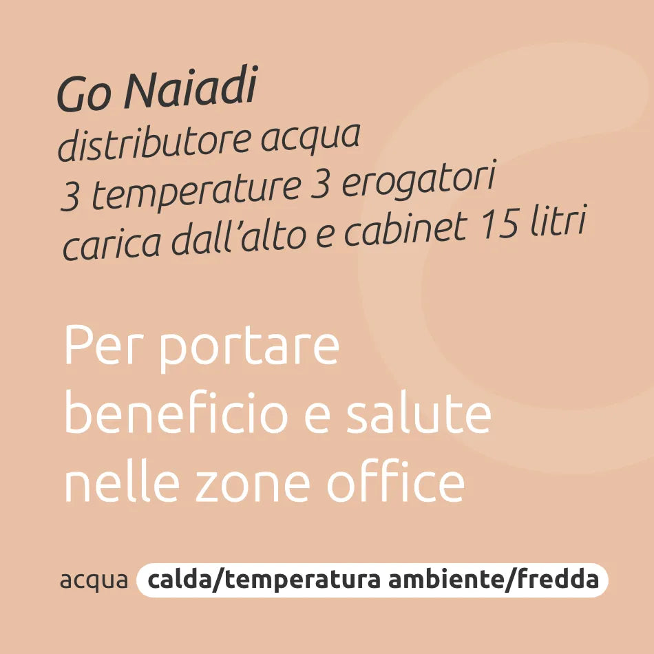 Distributore acqua 3 temperature, 3 erogatori, carica dall'alto // Go Naiadi