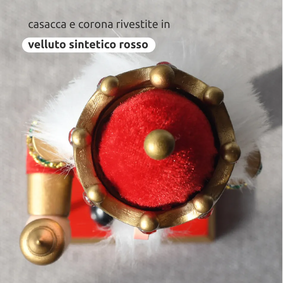 Schiaccianoci Natalizio In Legno - Soldatino Con Tamburo 24 Cm - Decorazione Tradizionale Per Natale - Foto 5