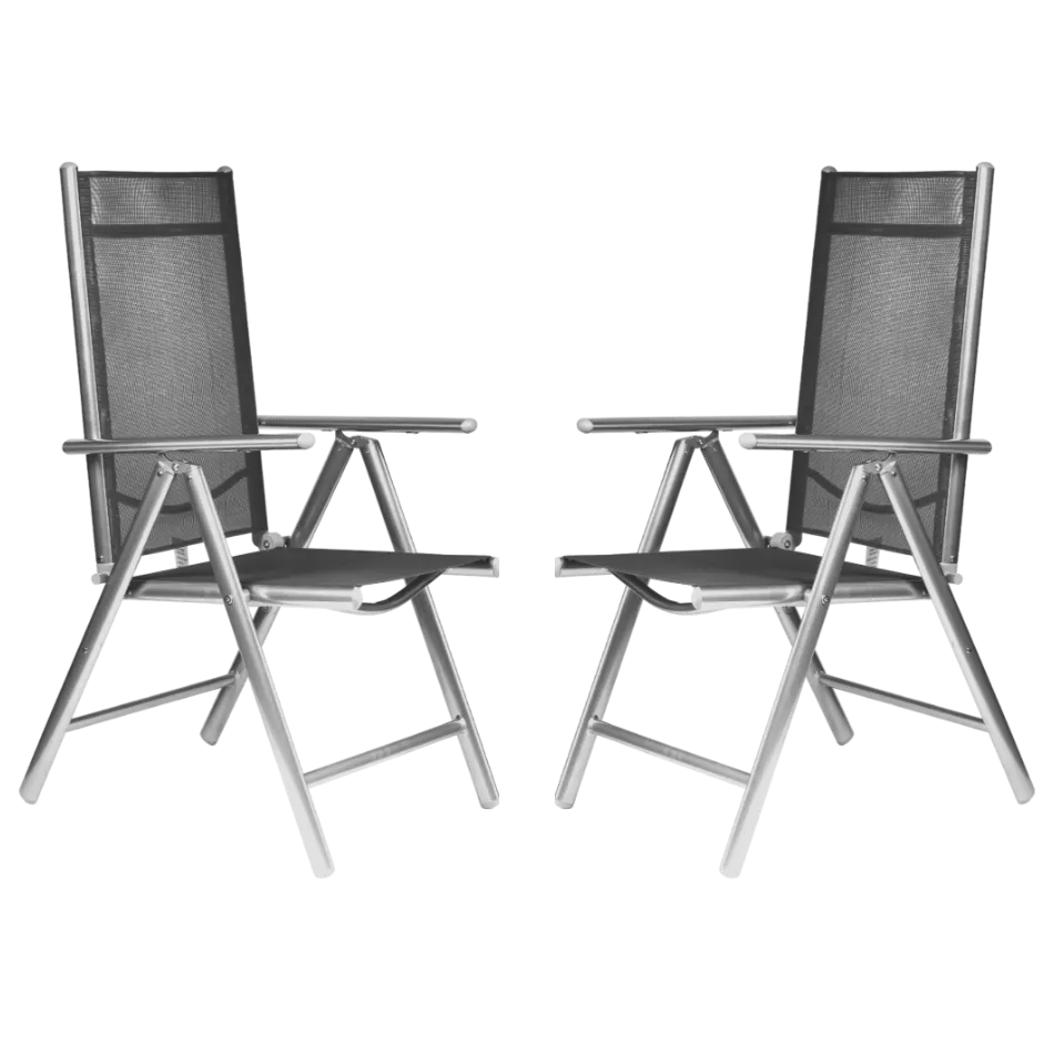 Set sedie pieghevoli da esterno in alluminio e textilene con schienale regolabile // Go Favara grigio