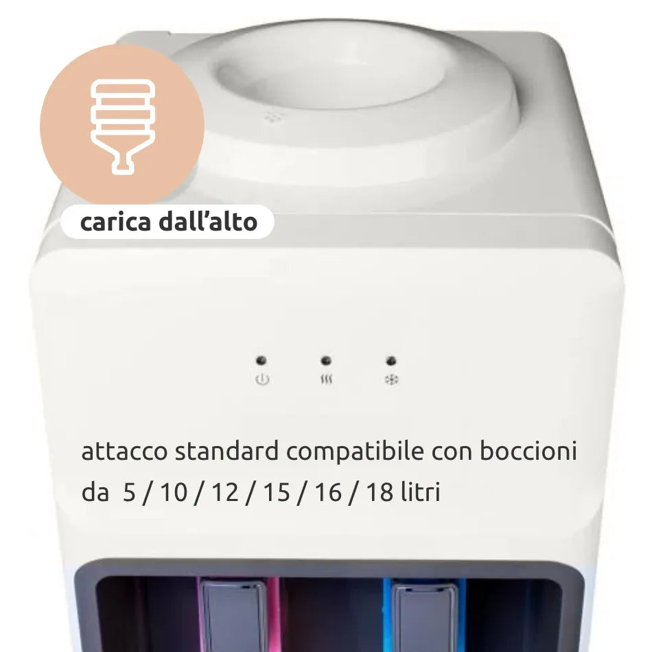 Distributore acqua 2 temperature, 2 erogatori, carica dall’alto // Go Pegea