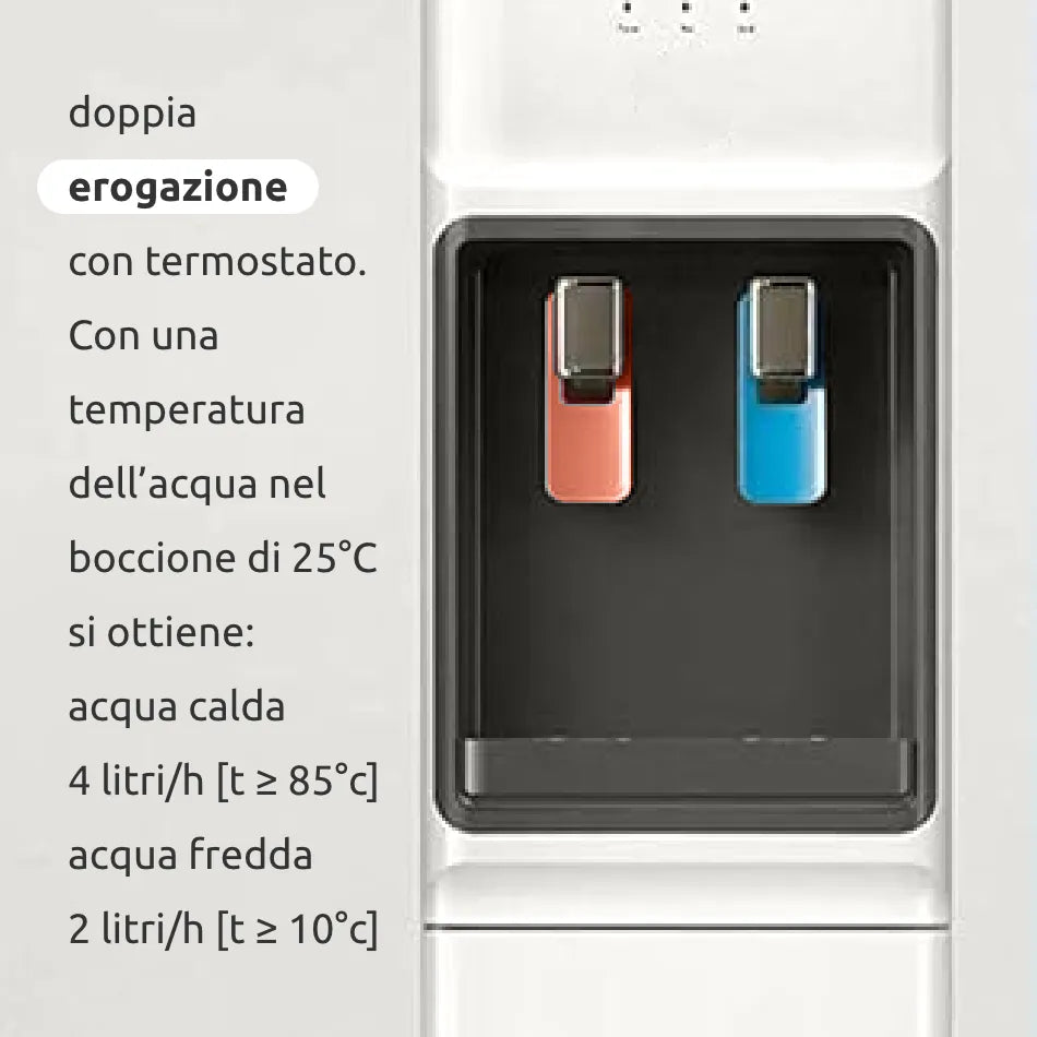 Distributore acqua 2 temperature, 2 erogatori, carica dall’alto // Go Pegea