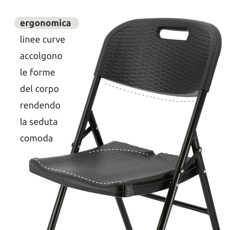 Coppia di sedie pieghevoli da esterno // linea Go Cantelia effetto rattan antracite
