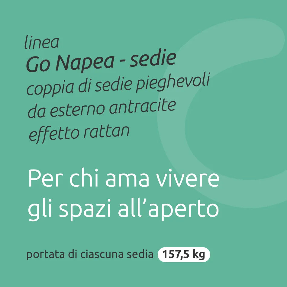 Coppia di sedie pieghevoli da esterno // linea Go Cantelia effetto rattan antracite