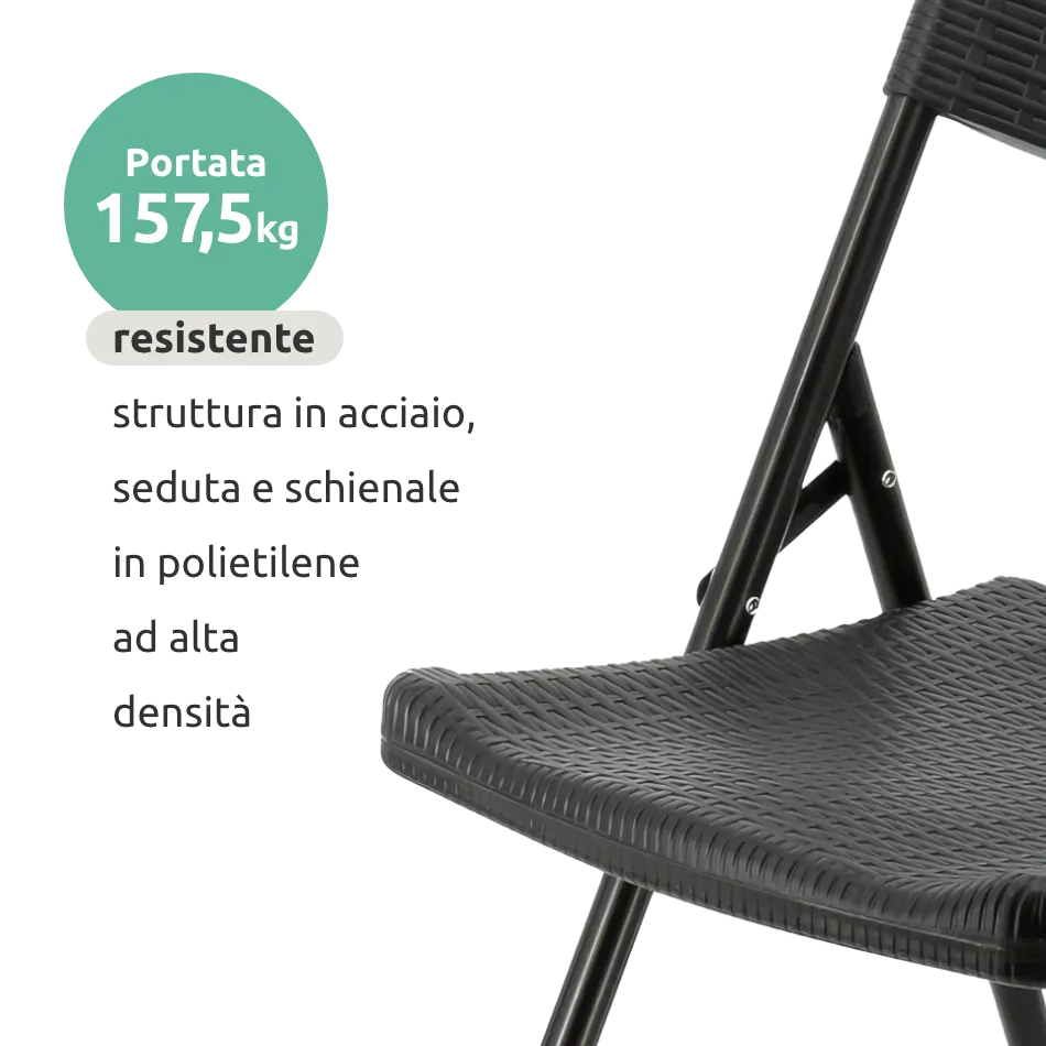 Coppia di sedie pieghevoli da esterno // linea Go Cantelia effetto rattan antracite