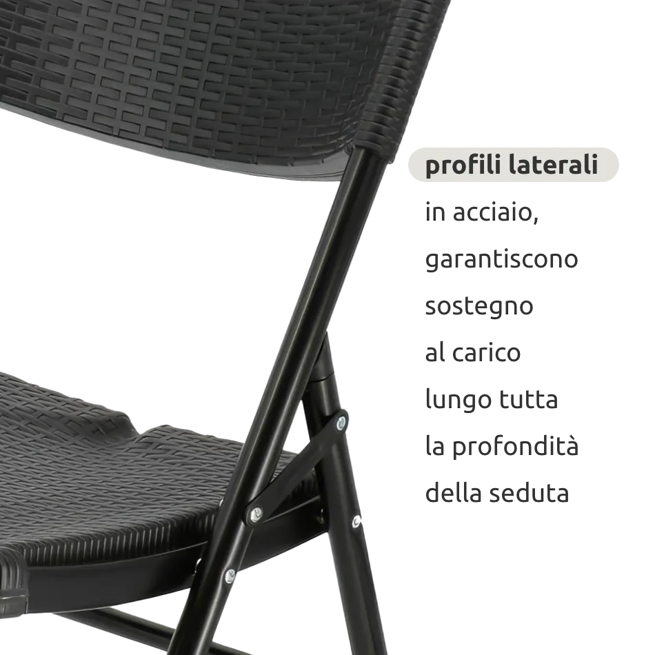 Coppia di sedie pieghevoli da esterno // linea Go Cantelia effetto rattan antracite