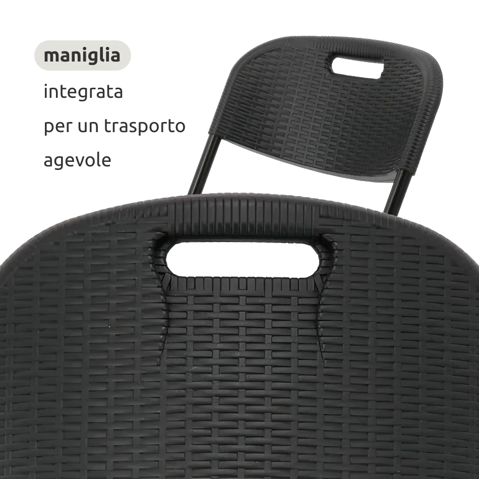Coppia di sedie pieghevoli da esterno // linea Go Cantelia effetto rattan antracite