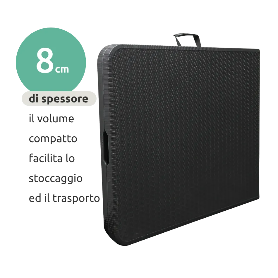 Tavolo rettangolare 180 cm da esterno pieghevole con maniglia // linea Go Cantelia effetto rattan antracite