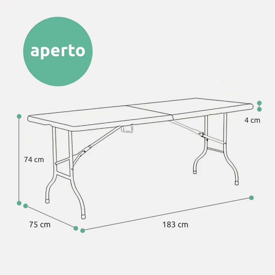 Tavolo rettangolare 180 cm da esterno pieghevole con maniglia // linea Go Cantelia effetto rattan antracite