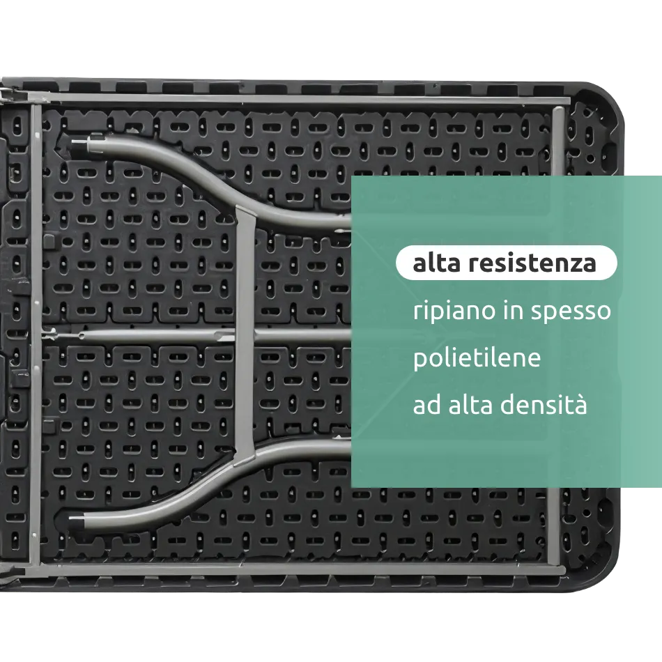 Tavolo rettangolare 180 cm da esterno pieghevole con maniglia // linea Go Cantelia effetto rattan antracite