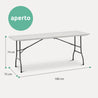Tavolo rettangolare 180 cm da esterno pieghevole con maniglia // linea Go Napea bianco