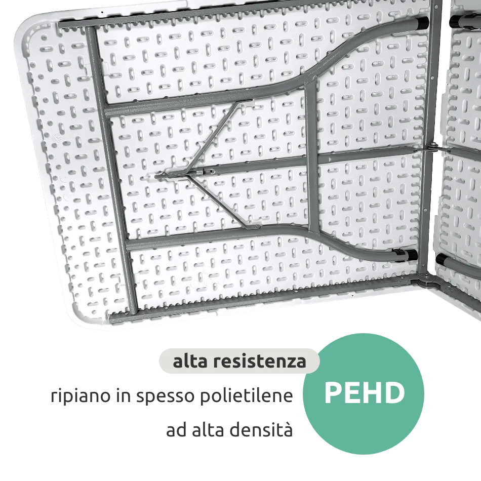 Tavolo rettangolare 180 cm da esterno pieghevole con maniglia // linea Go Napea bianco