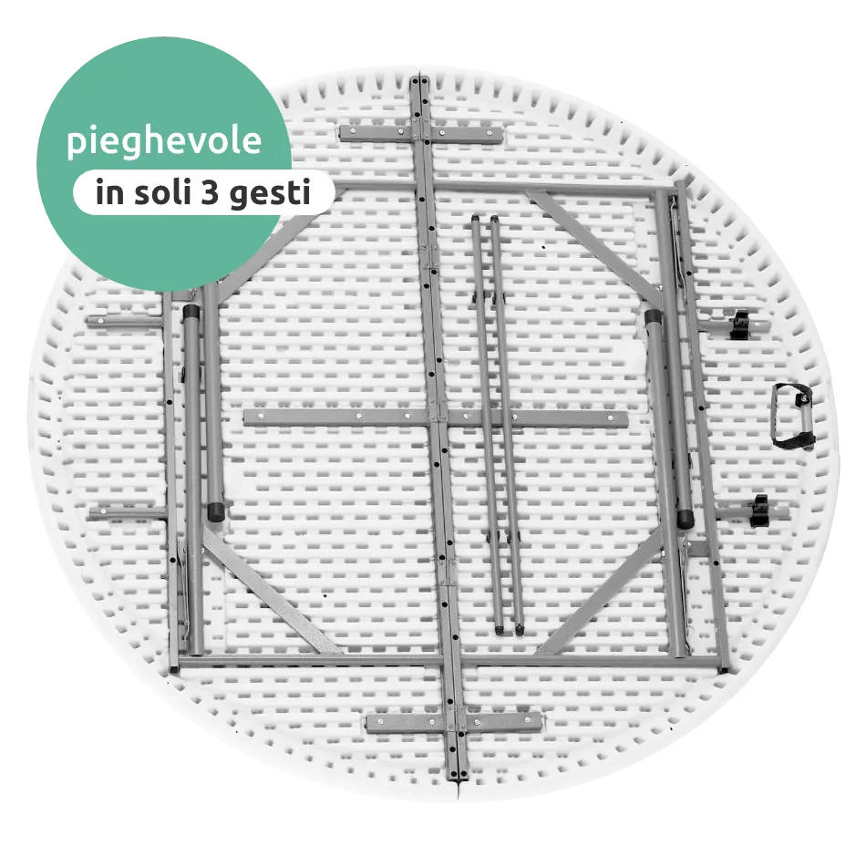 Tavolo rotondo diametro 150 cm da esterno pieghevole con maniglia // linea Go Napea bianco