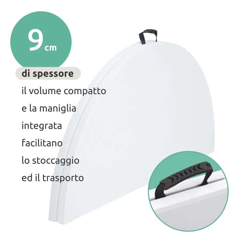 Tavolo rotondo diametro 150 cm da esterno pieghevole con maniglia // linea Go Napea bianco