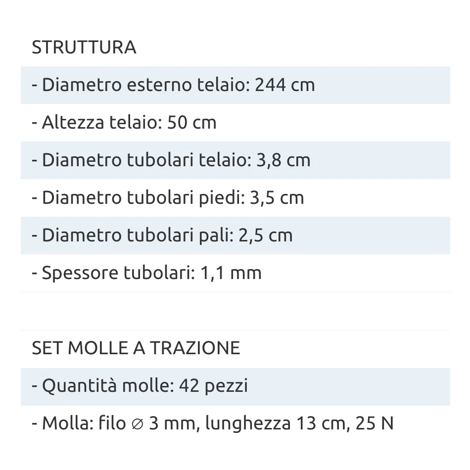 Trampolino elastico rotondo da giardino con rete di sicurezza e scaletta, diametro 250 cm // Go Jump
