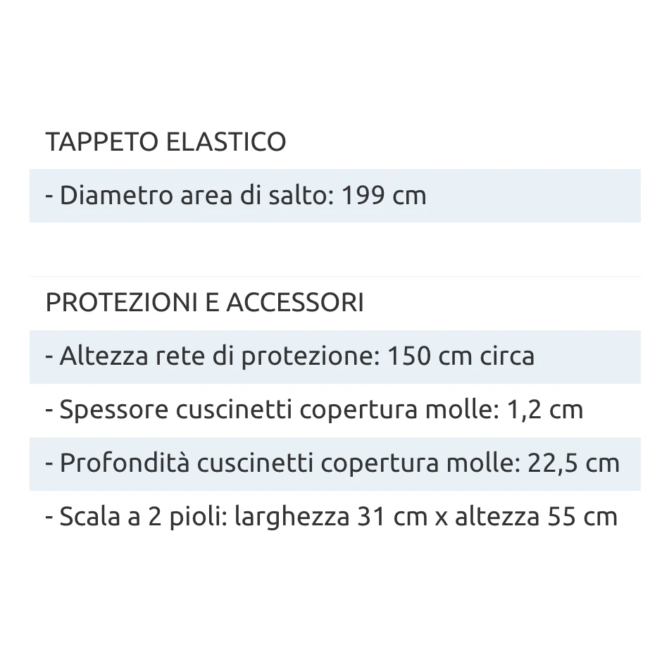 Trampolino elastico rotondo da giardino con rete di sicurezza e scaletta, diametro 250 cm // Go Jump