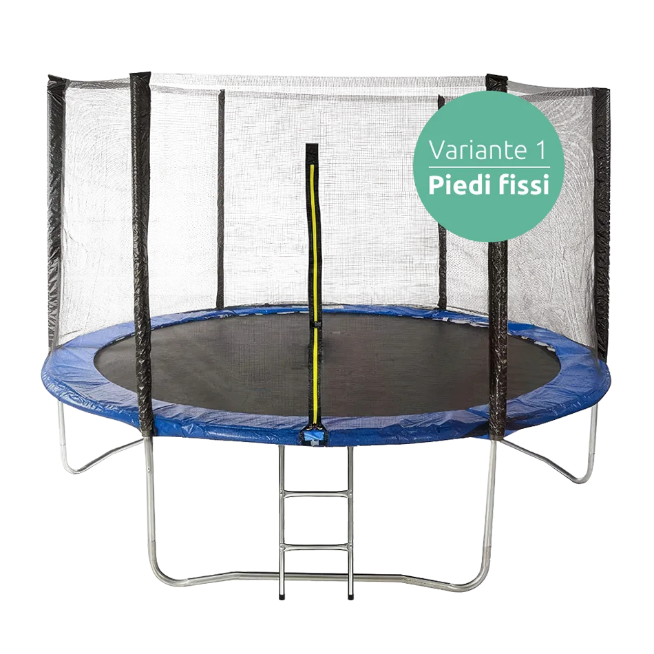 Trampolino elastico rotondo da giardino con rete di sicurezza e scaletta, diametro 250 cm // Go Jump