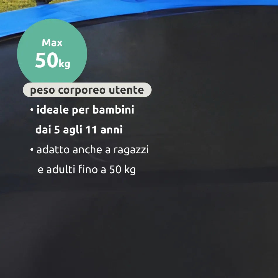 Trampolino elastico rotondo da giardino con rete di sicurezza e scaletta, diametro 250 cm // Go Jump