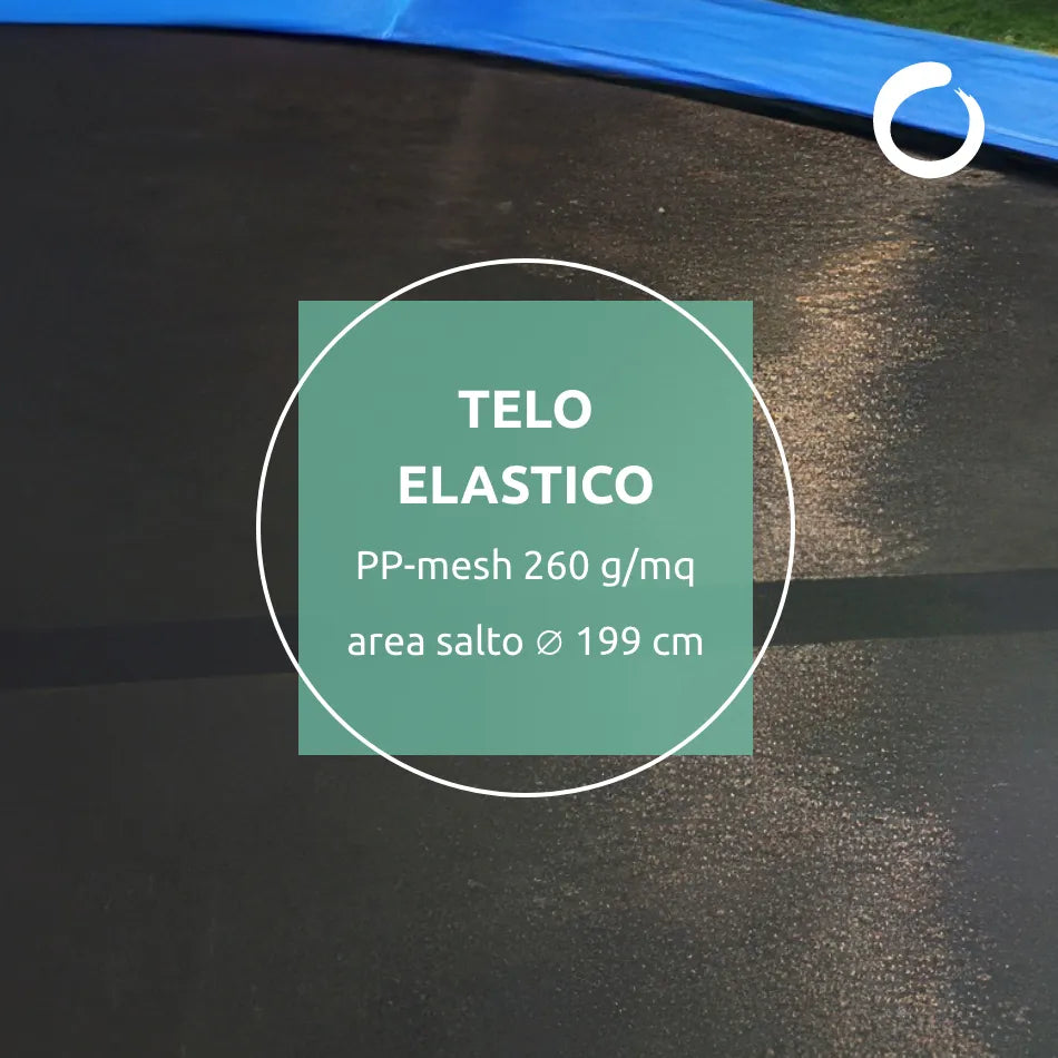 Trampolino elastico rotondo da giardino con rete di sicurezza e scaletta, diametro 250 cm // Go Jump