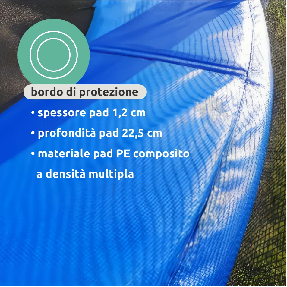 Trampolino elastico rotondo da giardino con rete di sicurezza e scaletta, diametro 250 cm // Go Jump